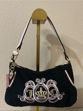 Juicy Couture Black and Pink Embroidered HandBag